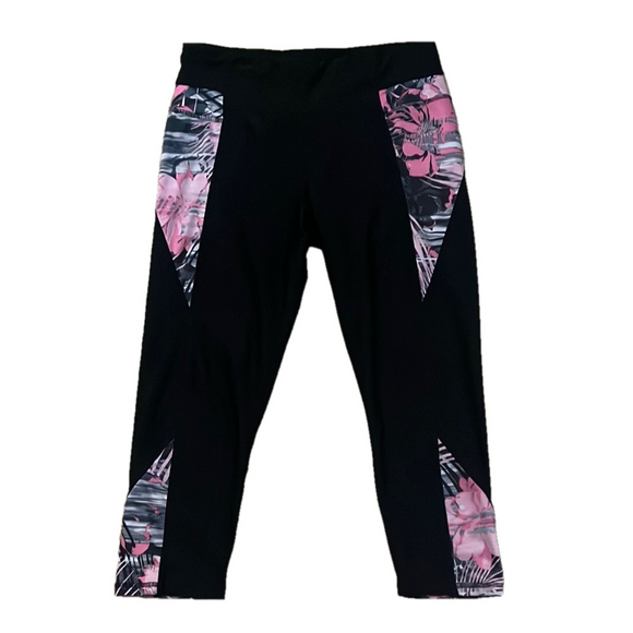 RBX Pants - rbx leggings black with pink floral design sides